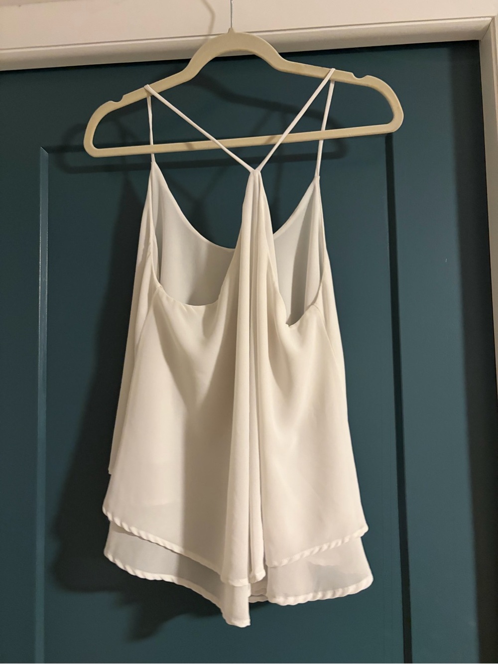 Light Cream Layered Spaghetti-Strap Racer-Back Cami - Picture 2 of 4
